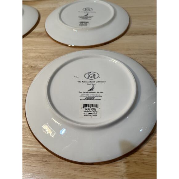 Set (4) Tracy Porter 9” Salad Plate Artesian Road Collection Hand Painted Orange - Picture 10 of 12